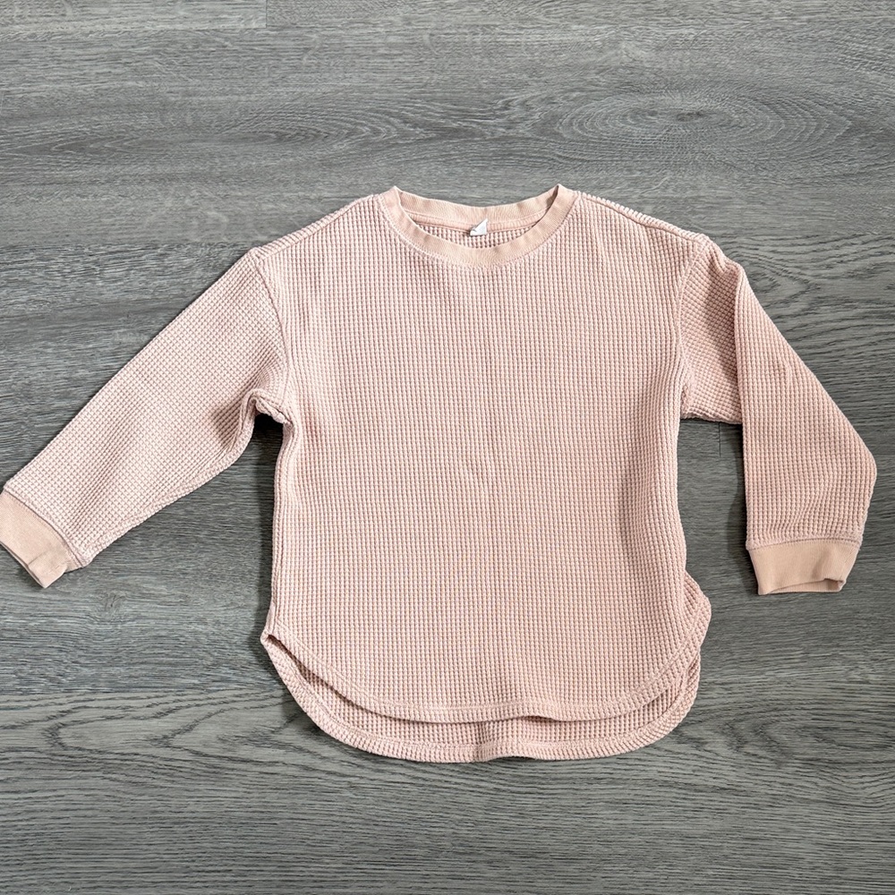 Uniqlo Kids Long Sleeve Waffle Tee - Light Pink